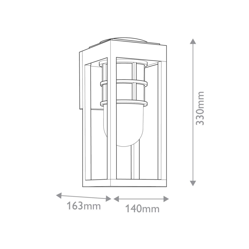 Kichler - Aplique de pared exterior HONE S 1xE27/60W/230V IP44 negro
