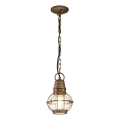 Kichler - Lámpara colgante para exterior con cadena BRIDGE POINT 1xE27/60W/230V IP44 acabado en bronce