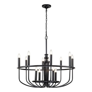 Kichler - Lámpara de araña con cadena CAPITOL HILL 12xE14/40W/230V negra