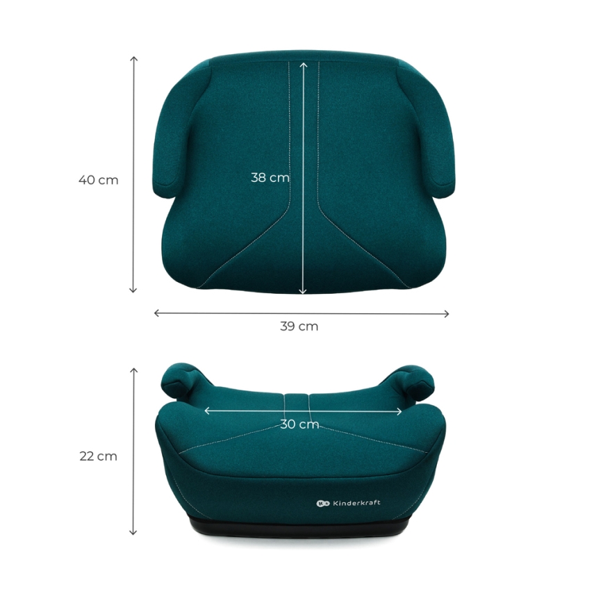 KINDERKRAFT - Asiento elevador para coche I-BOOST 2 125–150 cm turquesa