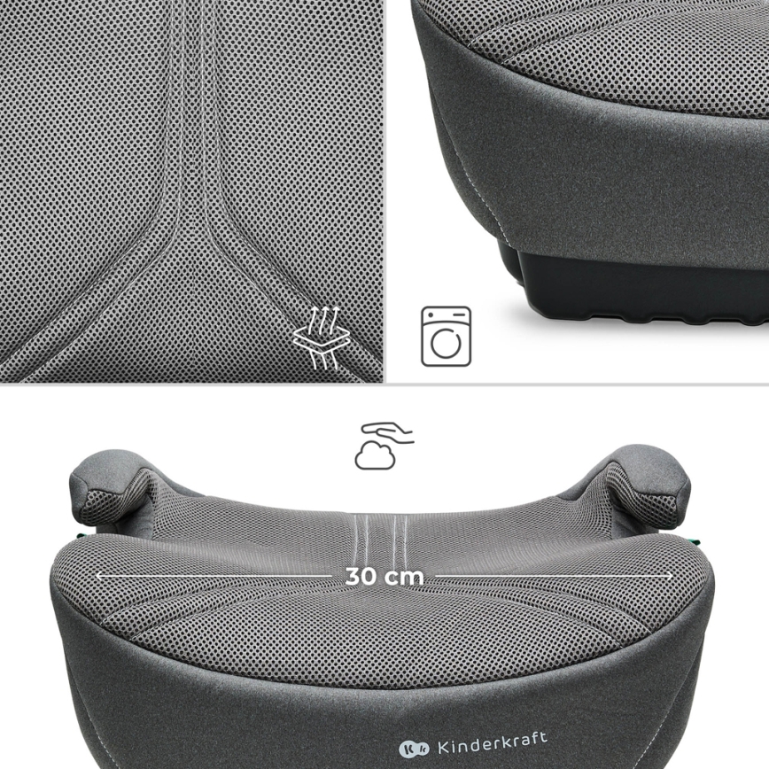 KINDERKRAFT - Asiento elevador para coche I-BOOST 2 PRO i-Size 125–150 cm gris