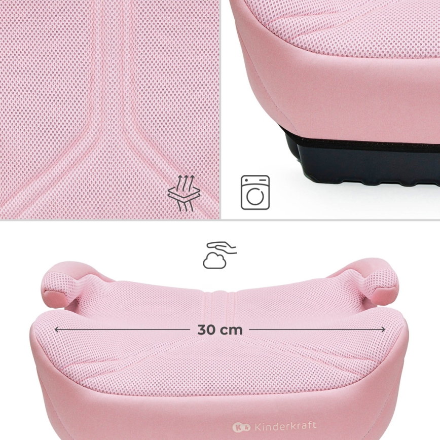 KINDERKRAFT - Asiento elevador para coche I-BOOST 2 PRO i-Size 125–150 cm rosa