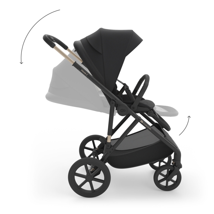 KINDERKRAFT - Cochecito combinable 3 en 1 PRIME 3 Venezian Negro