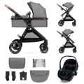 KINDERKRAFT - Cochecito combinado 3en1 ESME Moonlight gris + silla de coche MINK PRO