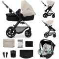 KINDERKRAFT - Cochecito combinado 3en1 MOOV 2 Moonlight gris + silla de coche MINK PRO