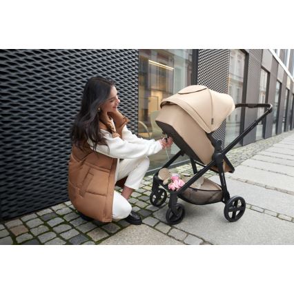 KINDERKRAFT - Cochecito combinado 3en1 NEWLY Sand beige + silla de coche MINK PRO