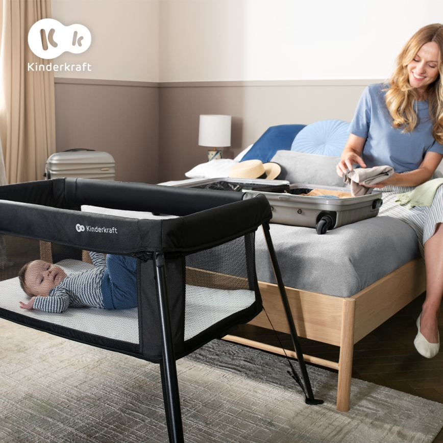 KINDERKRAFT - Cuna de viaje 3 en 1 CAMI negra