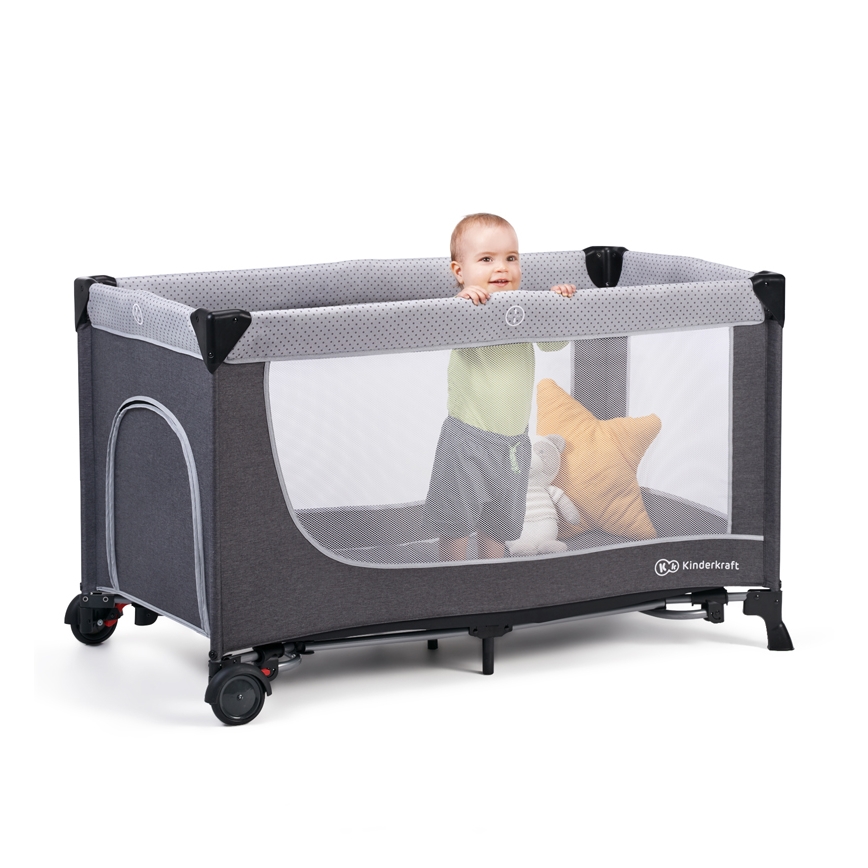 KINDERKRAFT - Cuna de viaje LEODY gris