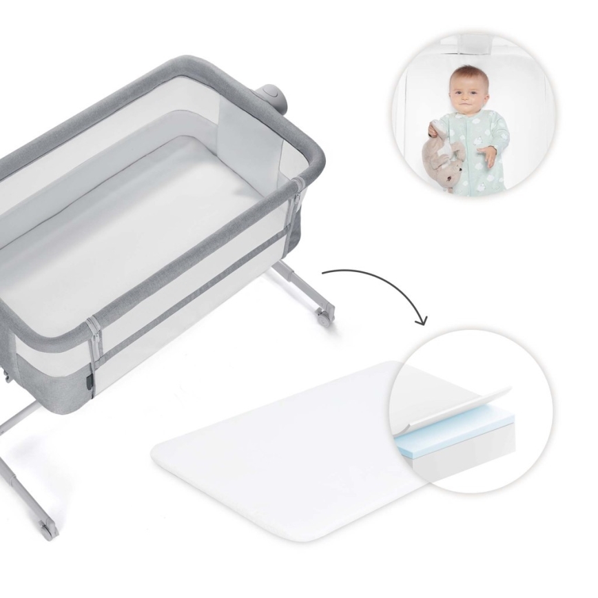 KINDERKRAFT - Cuna para bebé NESTE UP2, gris claro