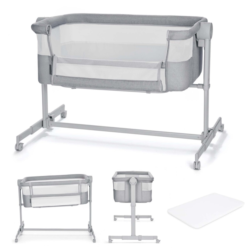 KINDERKRAFT - Cuna para bebé NESTE UP2, gris claro