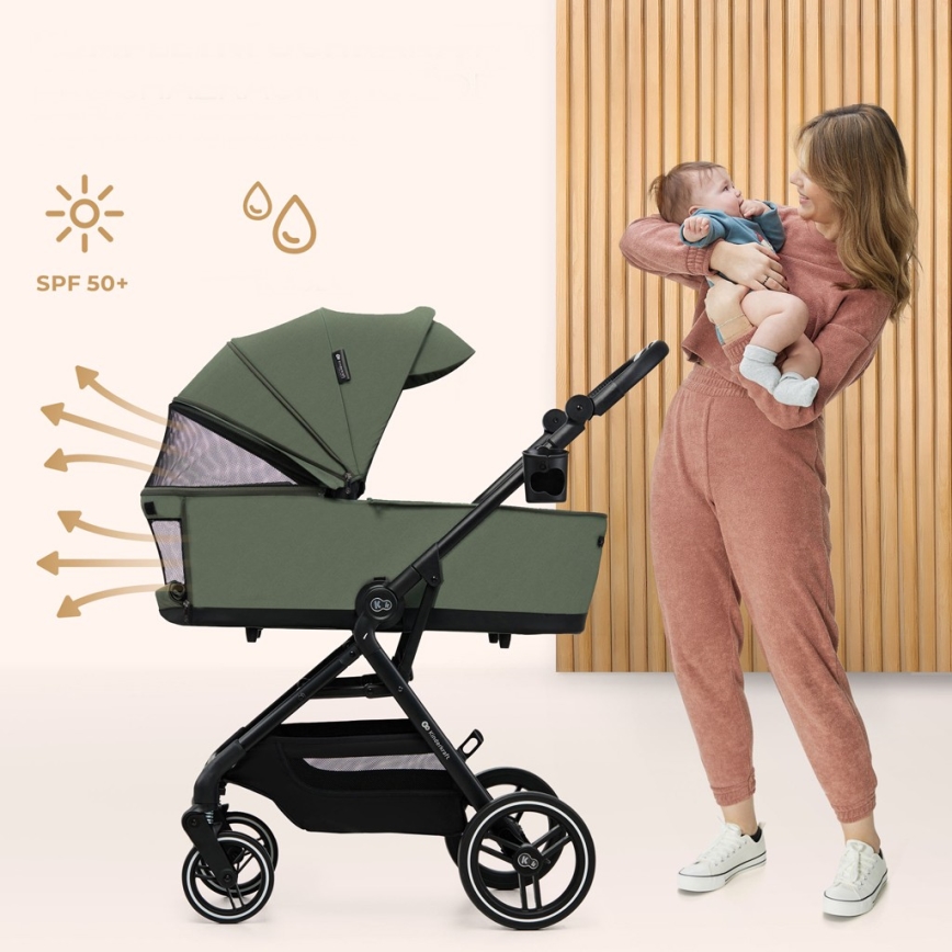 KINDERKRAFT SELECT - Cochecito combinable 2 en 1 YOXI Verde místico