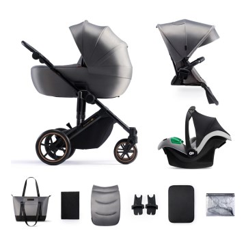 KINDERKRAFT SELECT - Cochecito combinado 3en1 PRIME 2 Premium Shadow gris + silla de coche