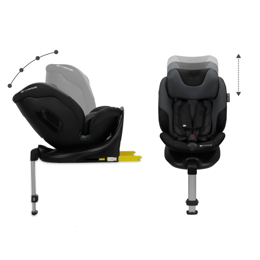 KINDERKRAFT SELECT - Silla de coche infantil con base giratoria I-FIX (40-150 cm) Negro grafito