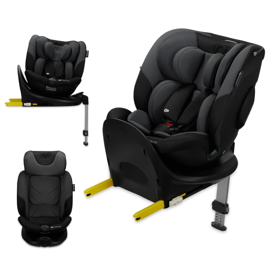 KINDERKRAFT SELECT - Silla de coche infantil con base giratoria I-FIX (40-150 cm) Negro grafito