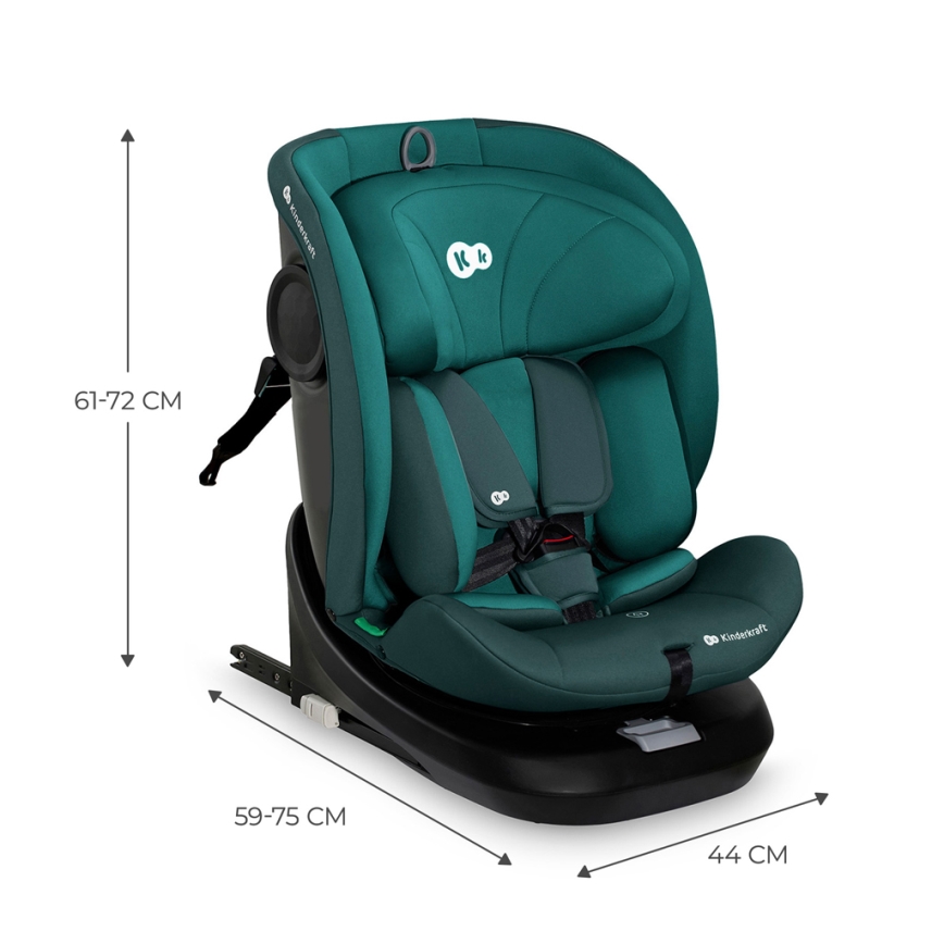 KINDERKRAFT - Silla de coche con base giratoria I-GROW i-Size 40-150 cm turquesa