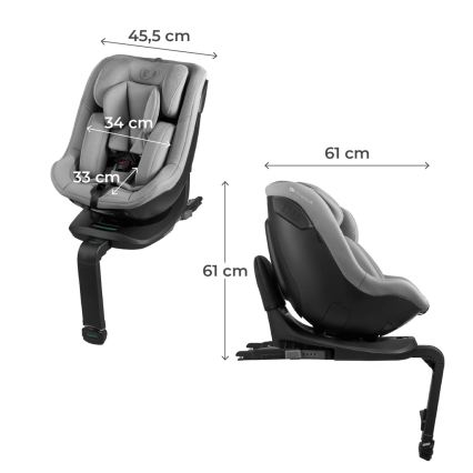 KINDERKRAFT - Silla de coche con base giratoria I-GUARD i-Size 40-105 cm, gris
