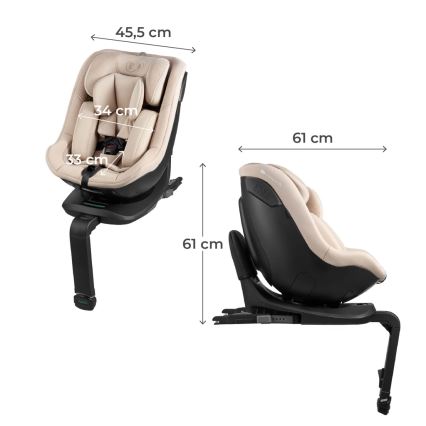 KINDERKRAFT - Silla de coche con base giratoria I-GUARD i-Size 40-105 cm negra