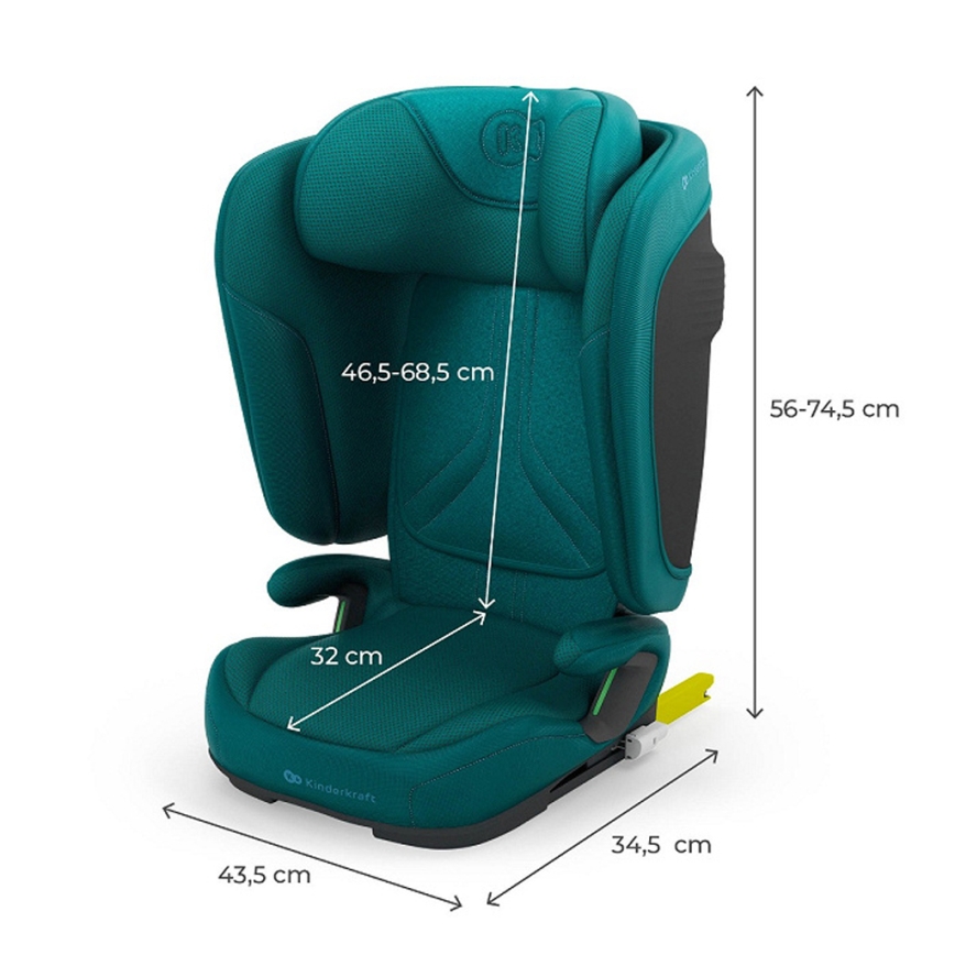 KINDERKRAFT - Silla de coche plegable UNITY 2 i-Size 100-150 cm turquesa