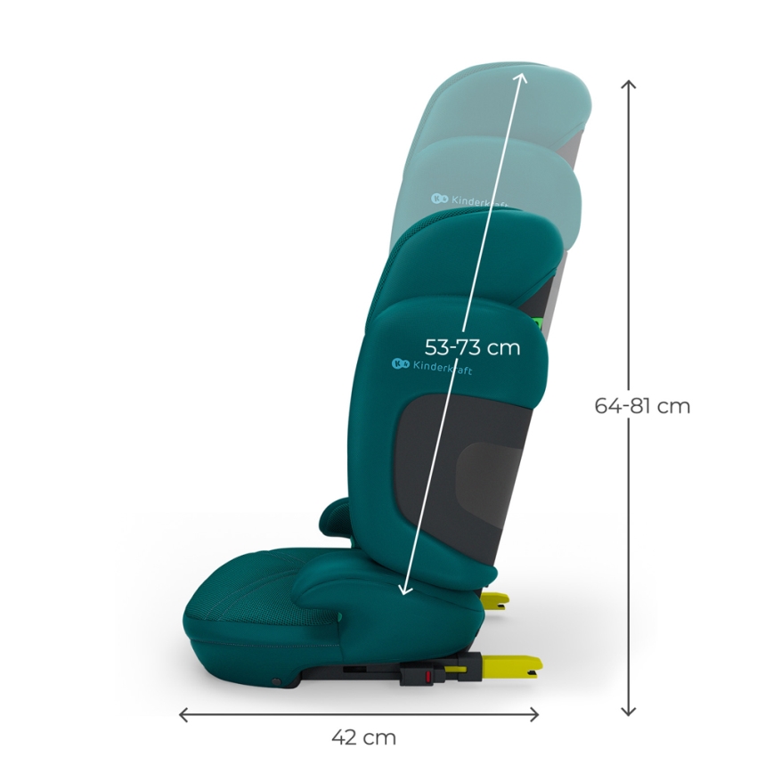 KINDERKRAFT - Silla de coche plegable XPAND 2 PRO 100-150 cm turquesa