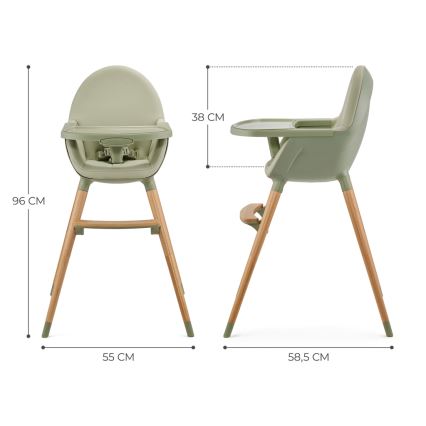 KINDERKRAFT - Silla de comedor para niños 2v1 FINI2 haya/gris