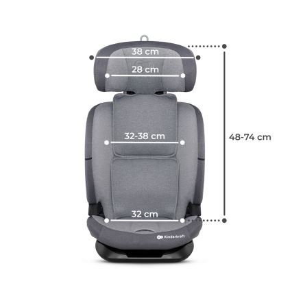 KINDERKRAFT - Silla para coche ONETO 3 i-Tamaño (76-150 cm) + Isofix Cool gris
