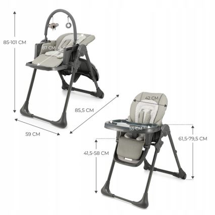 KINDERKRAFT - Trona infantil 2 en 1 TUMMIE gris
