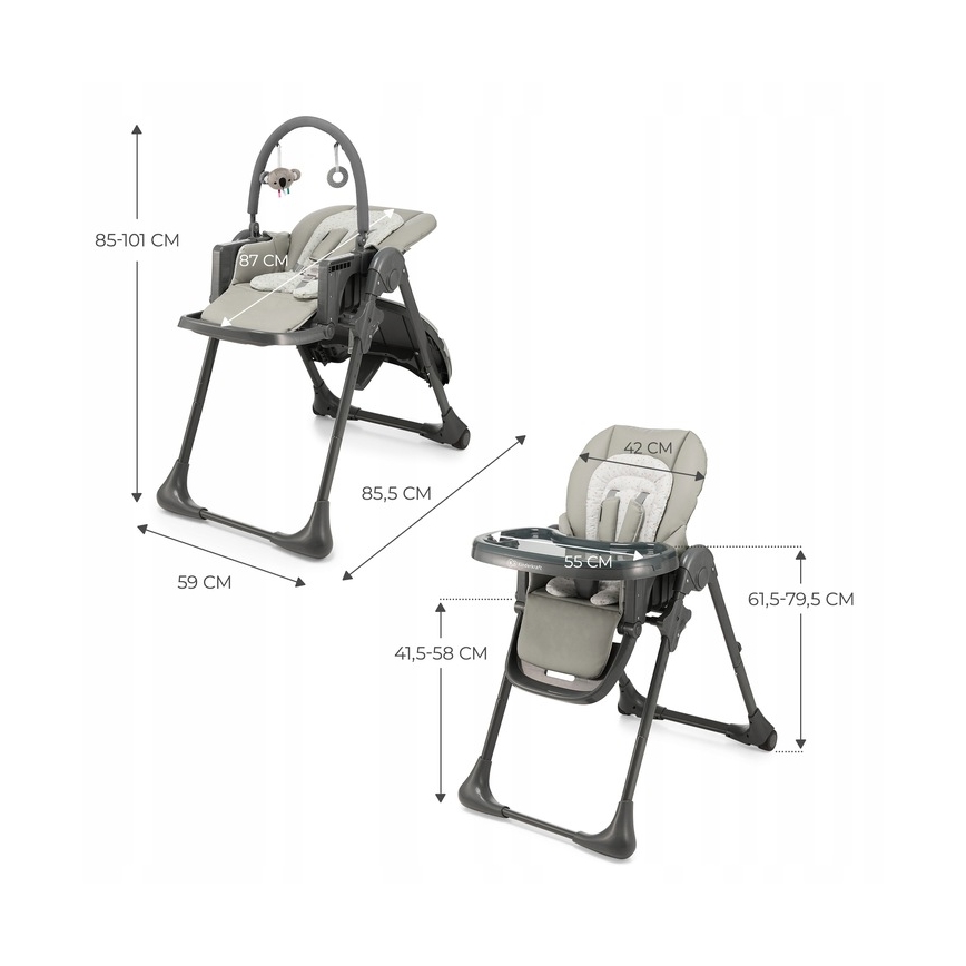 KINDERKRAFT - Trona infantil 2 en 1 TUMMIE gris