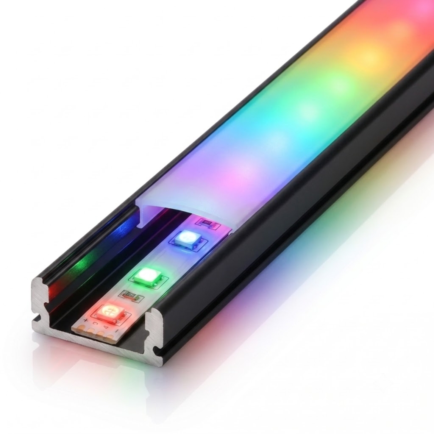 Kit 1x tira LED RGBW regulable DIGITAL LED/9,6W/230V 3 m + 3x perfil empotrable 1 m negro/blanco + control remoto