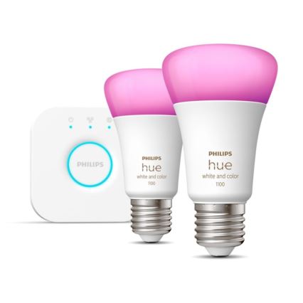 Kit básico Philips Hue WHITE AND COLOR AMBIANCE 2xE27/9W/230V 2000-6500K + Hue Bridge