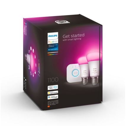 Kit básico Philips Hue WHITE AND COLOR AMBIANCE 2xE27/9W/230V 2000-6500K + Hue Bridge