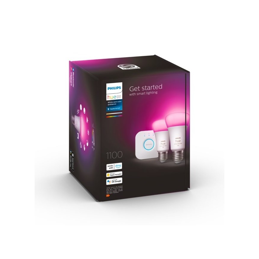 Kit básico Philips Hue WHITE AND COLOR AMBIANCE 2xE27/9W/230V 2000-6500K + Hue Bridge