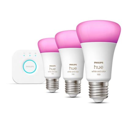 Kit básico Philips Hue WHITE AND COLOR AMBIANCE 3xE27/9W/230V 2000-6500K + Hue bridge
