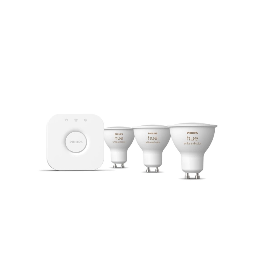 Kit básico Philips Hue WHITE AND COLOR AMBIANCE 3xGU10/4,2W/230V 2200-6500K + Hue Bridge