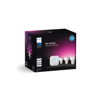 Kit básico Philips Hue WHITE AND COLOR AMBIANCE 3xGU10/4,2W/230V 2200-6500K + Hue Bridge
