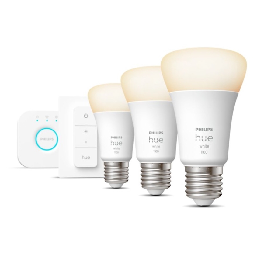 Kit básico Philips Hue WHITE 3xE27/9,5W 2700K + Hue Bridge e interruptor regulador