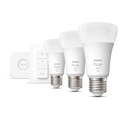 Kit básico Philips Hue WHITE 3xE27/9,5W 2700K + Hue Bridge e interruptor regulador