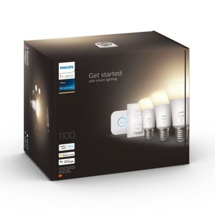 Kit básico Philips Hue WHITE 3xE27/9,5W 2700K + Hue Bridge e interruptor regulador