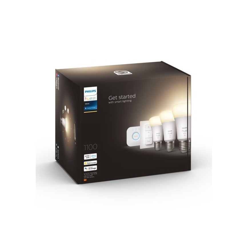 Kit básico Philips Hue WHITE 3xE27/9,5W 2700K + Hue Bridge e interruptor regulador