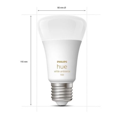 Kit básico Philips Hue WHITE AMBIANCE 2xE27/8W/230V + Hue Bridge y interruptor regulador