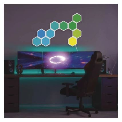 Pack de 3 paneles LED RGBIC+CCT regulables - kit de ampliación LED/1,8W/230V Wi-Fi Tuya