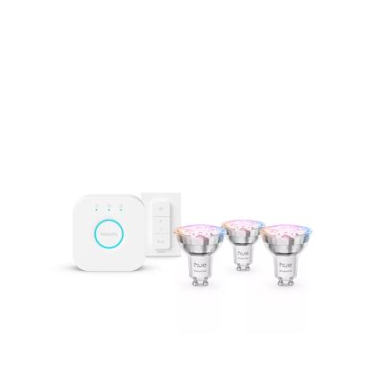 Kit inicial Philips Hue White And Color Ambiance Essential 3xGU10/4,7W/230V 2200-6500K + Hue bridge