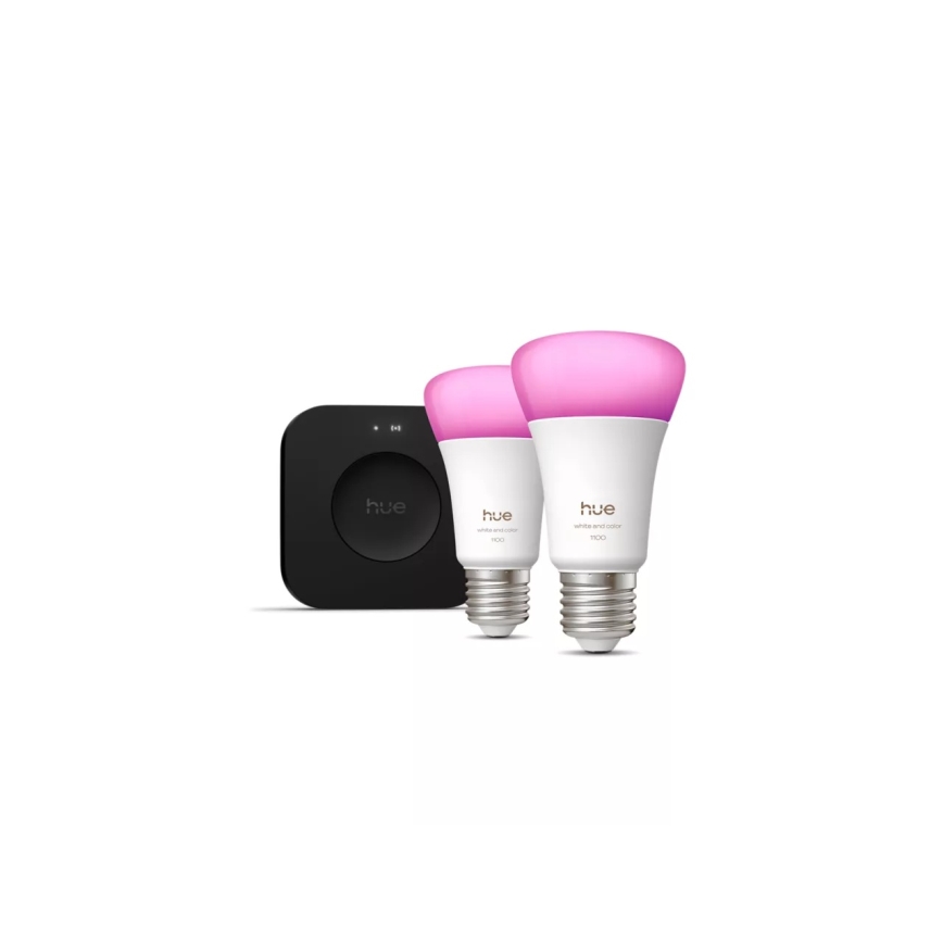 Kit básico Philips Hue WHITE AND COLOR AMBIANCE 2xE27/8,1W 1000-20000K + Hue bridge