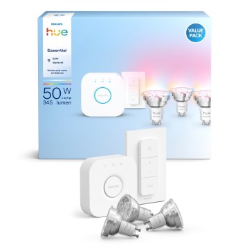 Kit inicial Philips Hue White And Color Ambiance Essential 3xGU10/4,7W/230V 2200-6500K + Hue bridge