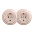 Kliklap - Doble toma de corriente de estilo retro para uso doméstico con marco SCHUKO 230V/16A, rosa vintage