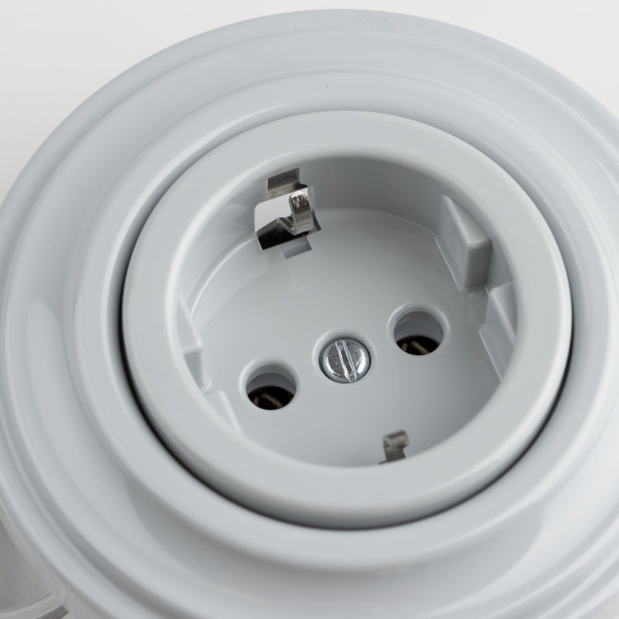 Kliklap - Enchufe de pared retro con marco SCHUKO 230V/16A, gris
