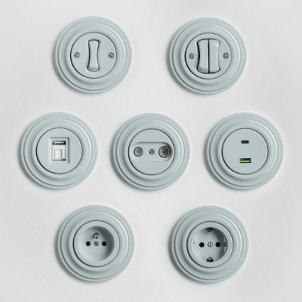 Kliklap - Enchufe de pared retro con marco SCHUKO 230V/16A, gris