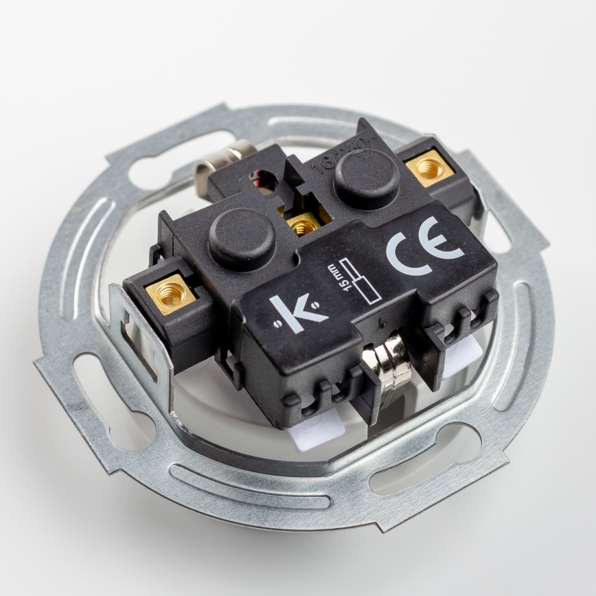 Kliklap - Enchufe doble retro para el hogar con marco SCHUKO 230V blanco nieve