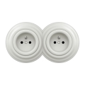 Kliklap - Enchufe doble retro para hogar con marco, 230V, cerámica blanca