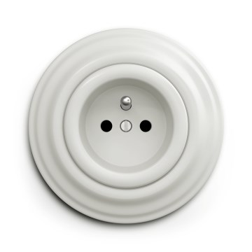Kliklap - Enchufe doméstico retro con marco 230V blanco cerámico