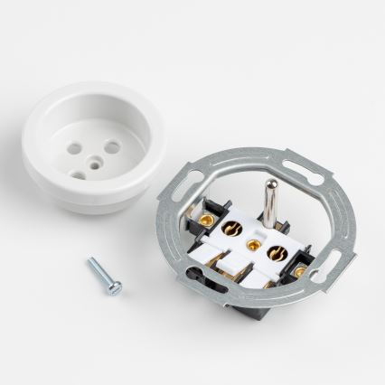 Kliklap - Enchufe doméstico retro con marco 230V blanco cerámico